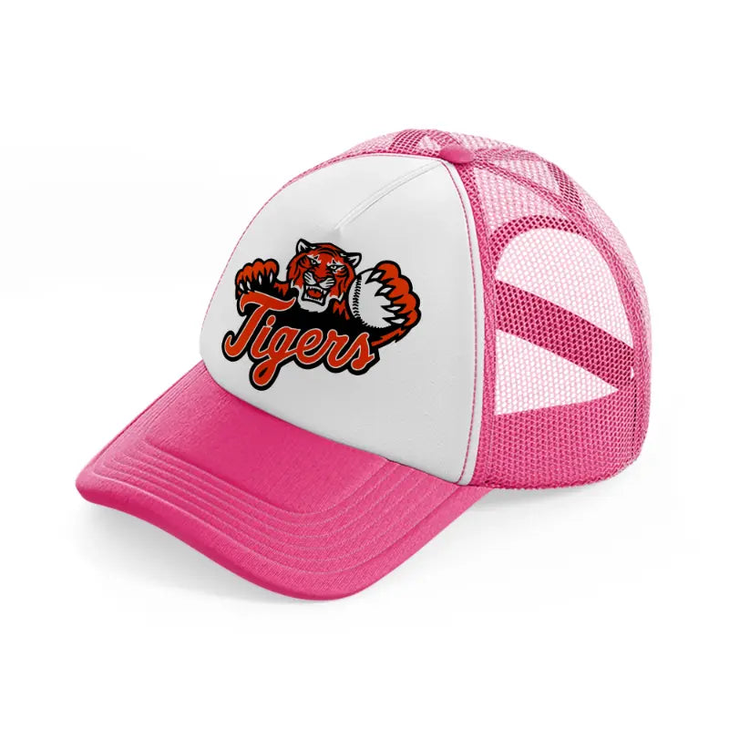 detroit tigers supporter neon pink trucker hat