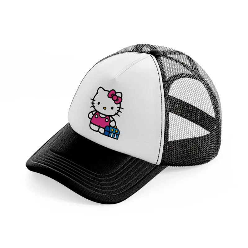 hello kitty lunchbox-black-and-white-trucker-hat