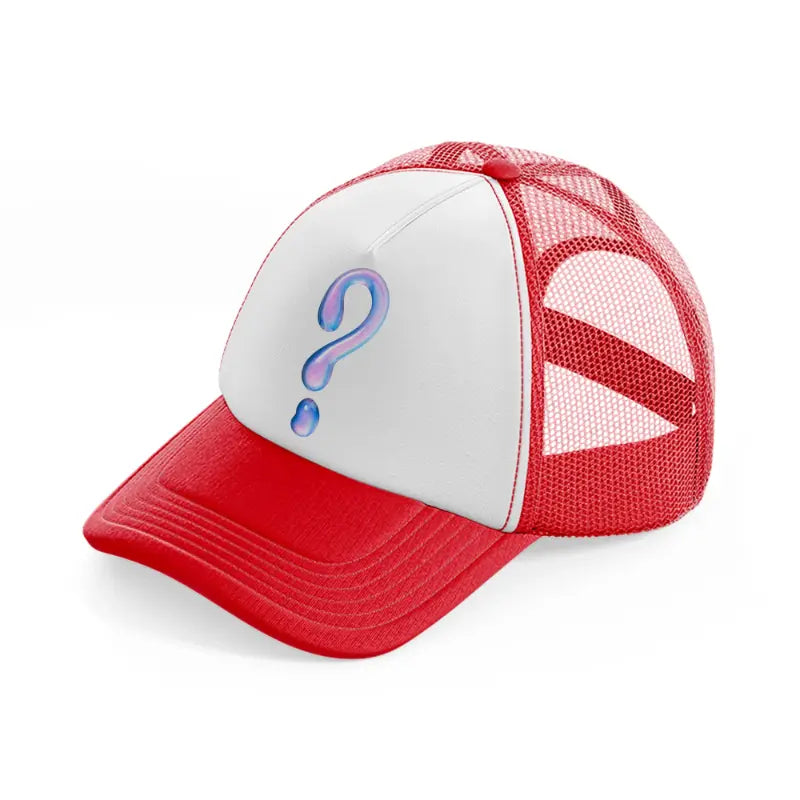 question mark-red-and-white-trucker-hat