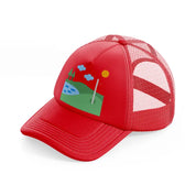 golf field river-red-trucker-hat
