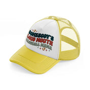 somebody's loud mouth baseball mama yellow trucker hat