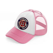 cleveland indians vintage badge-pink-and-white-trucker-hat
