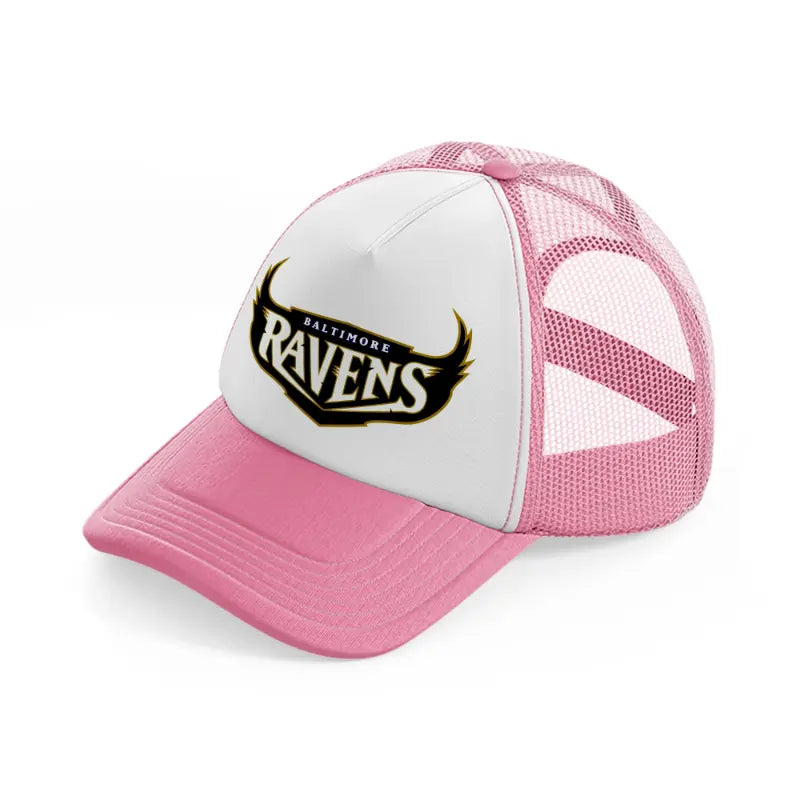 baltimore ravens symbol-pink-and-white-trucker-hat