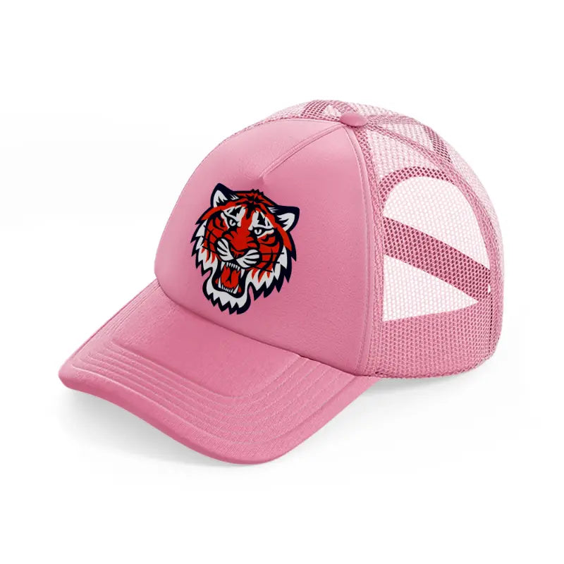 detroit tigers emblem-pink-trucker-hat