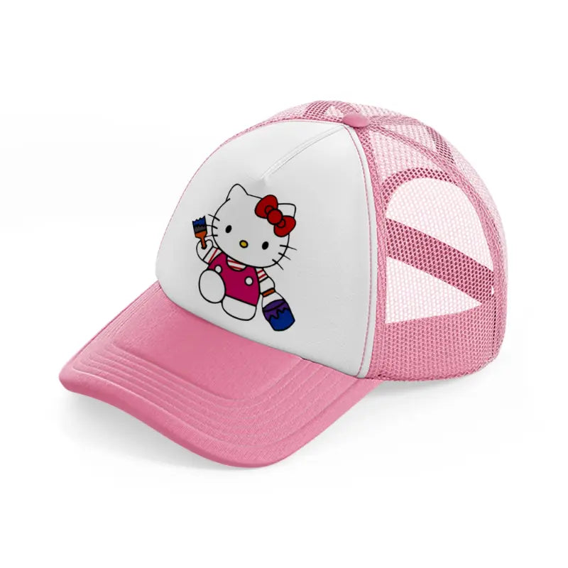 hello kitty painter-pink-and-white-trucker-hat