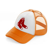 red sox emblem-orange-trucker-hat