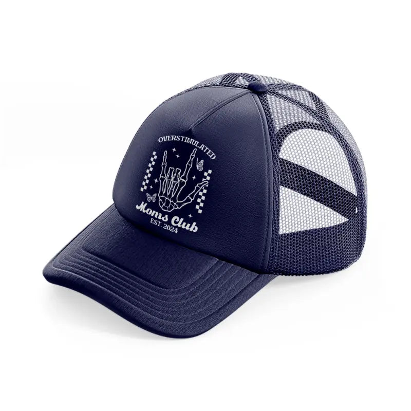 overstimulated moms club est 2024-navy-blue-trucker-hat