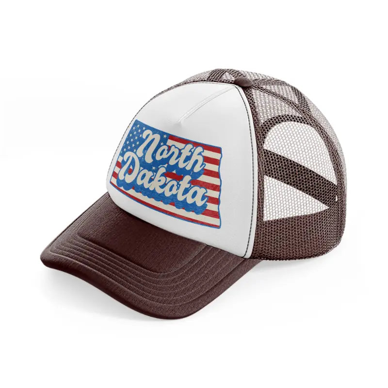 north dakota flag brown trucker hat