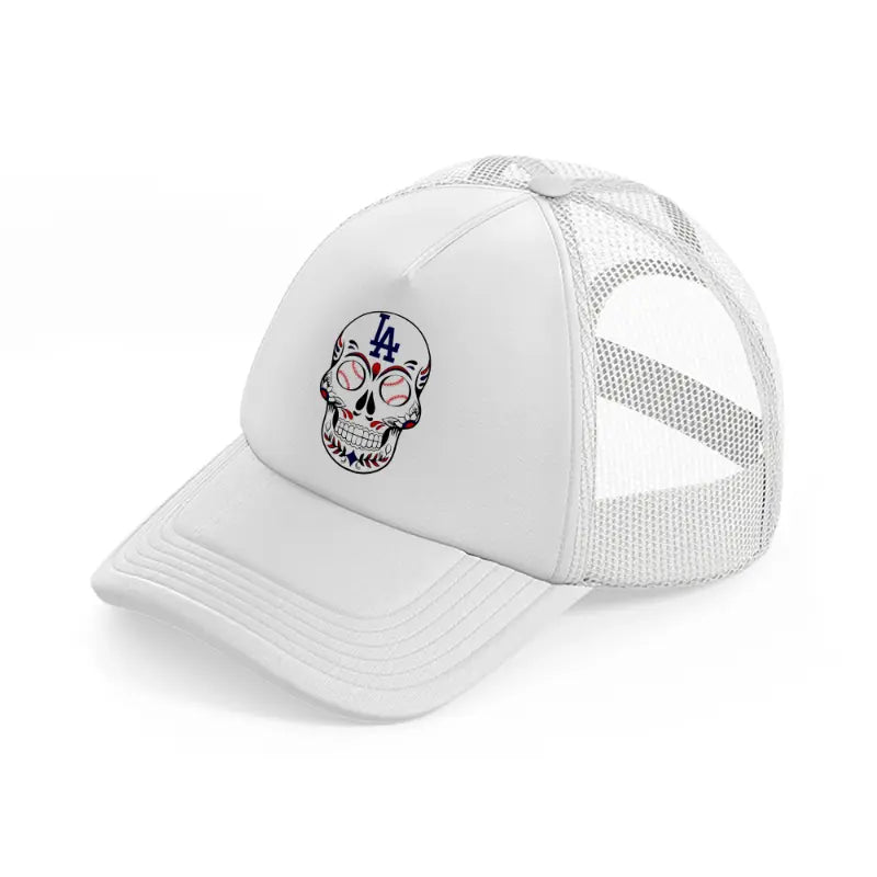 los angeles dodgers skull-white-trucker-hat