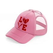 love baseball red pink trucker hat