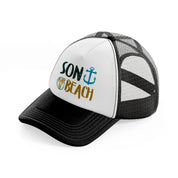 son of a beach-black-and-white-trucker-hat