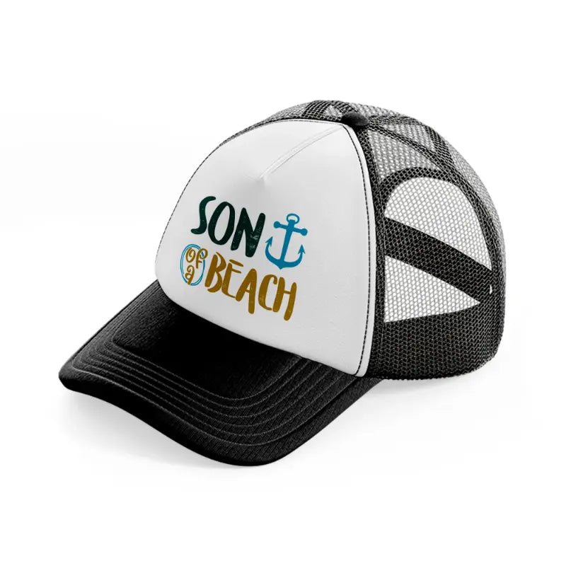 son of a beach black and white trucker hat