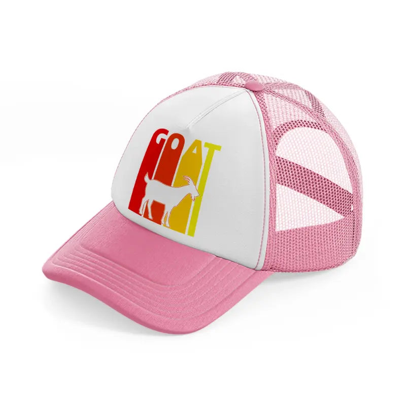 goat retro vintage-pink-and-white-trucker-hat