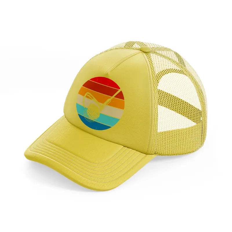 golf ball with stick retro-gold-trucker-hat