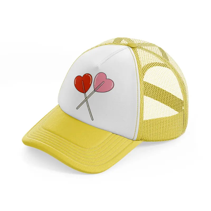 heart shaped lollipop-yellow-trucker-hat