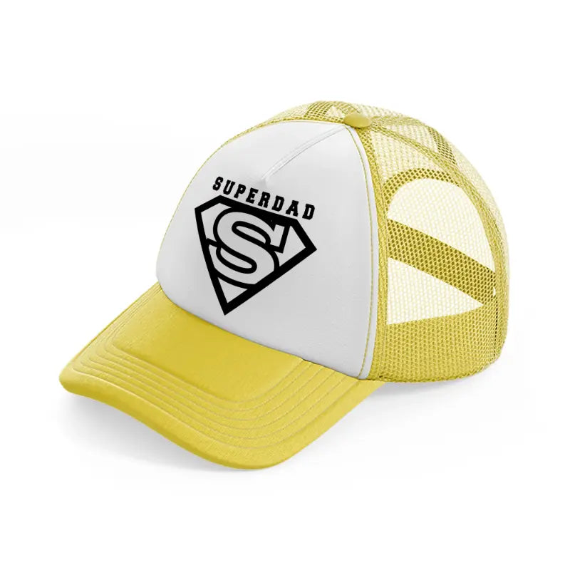 super dad white bg yellow trucker hat