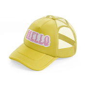 hello gold trucker hat