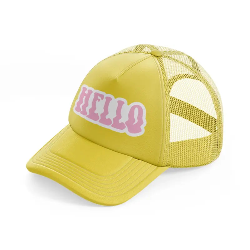 hello gold trucker hat