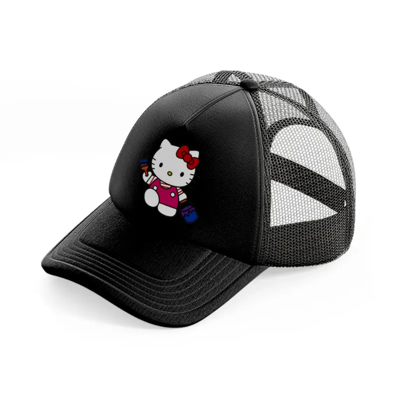 hello kitty painter-black-trucker-hat