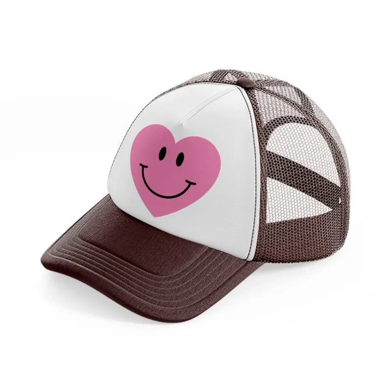 smiley face heart-brown-trucker-hat