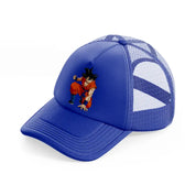 goku character blue trucker hat