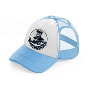 fisherman catch fish sky blue trucker hat