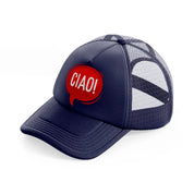 ciao red bubble-navy-blue-trucker-hat