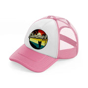 summer vibes pink and white trucker hat