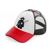 pirate with rifle red and black trucker hat