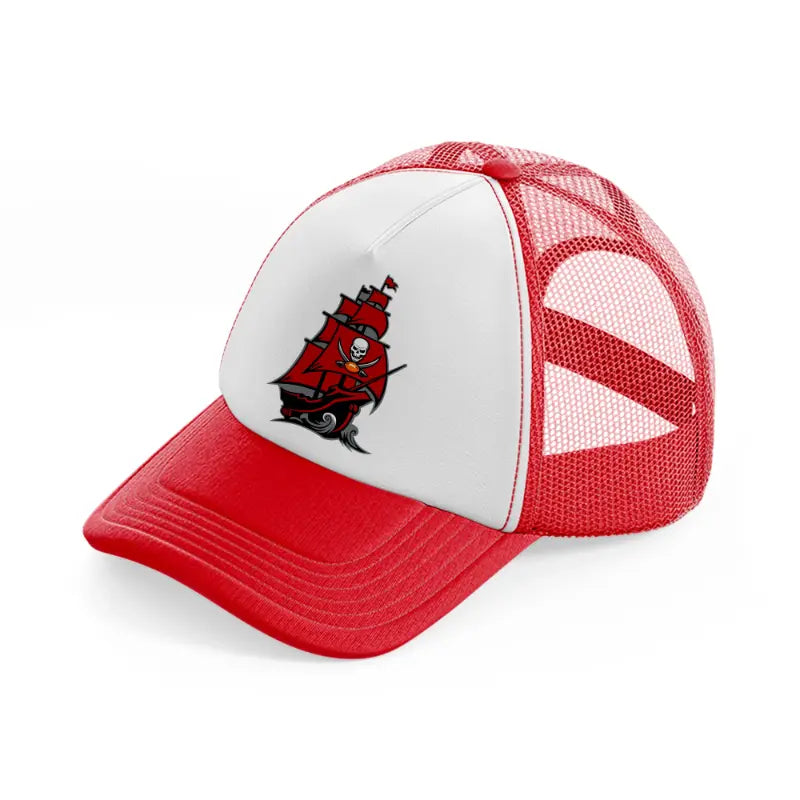 tampa bay buccaneers boat emblem-red-and-white-trucker-hat