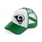 los angeles rams emblem-green-and-white-trucker-hat