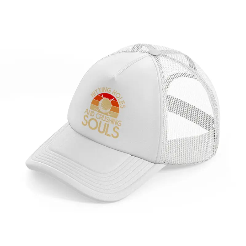 hitting holes and crushing souls retro-white-trucker-hat