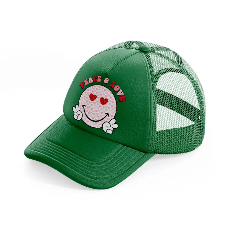 peace & love green trucker hat