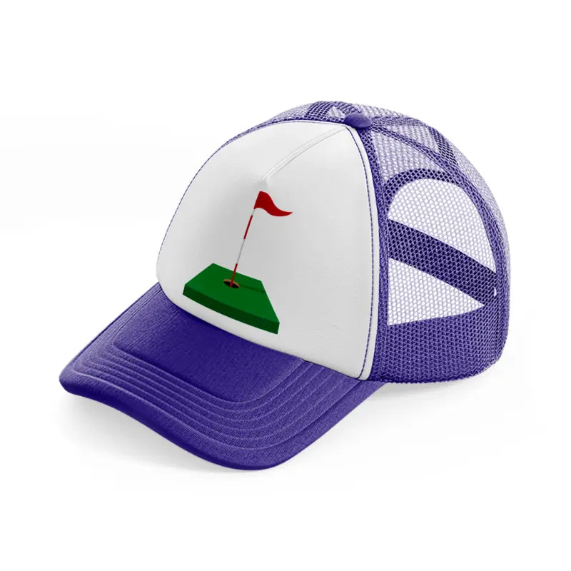 red flag cartoon-purple-trucker-hat