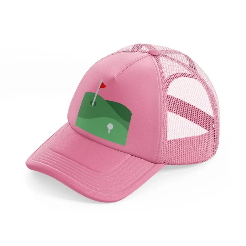 golf course flag pink trucker hat