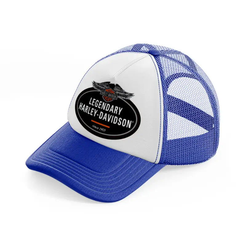 legendary harley-davidson since 1903-blue-and-white-trucker-hat