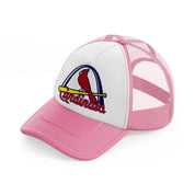 cardinals bird logo-pink-and-white-trucker-hat