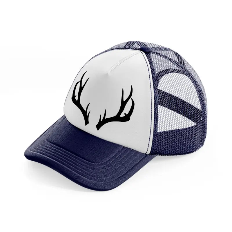 deer horn-navy-blue-and-white-trucker-hat