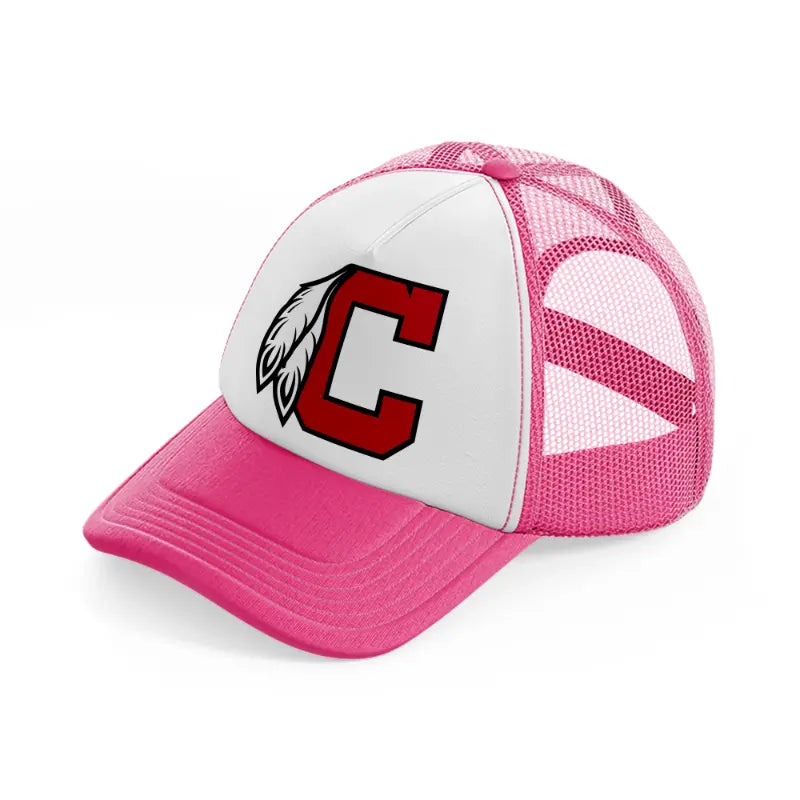 cleveland indians letter neon pink trucker hat