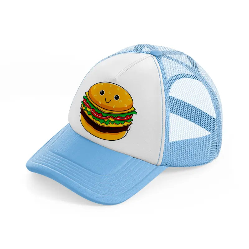 burger sky blue trucker hat