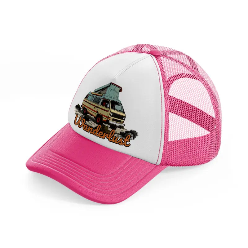 wanderlust-neon-pink-trucker-hat