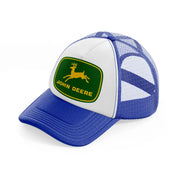 john deere green logo-blue-and-white-trucker-hat