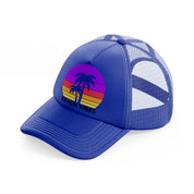 beach vibes retro sun-blue-trucker-hat