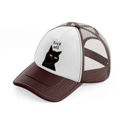 fuck off cat-brown-trucker-hat