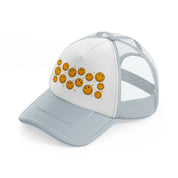 yellow smilies grey trucker hat