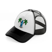surf board-black-and-white-trucker-hat