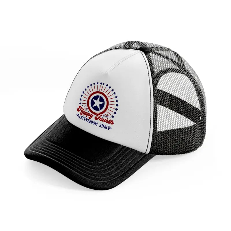 happy fourth let freedom  ring-01-black-and-white-trucker-hat