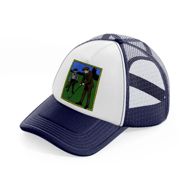 golfers color-navy-blue-and-white-trucker-hat