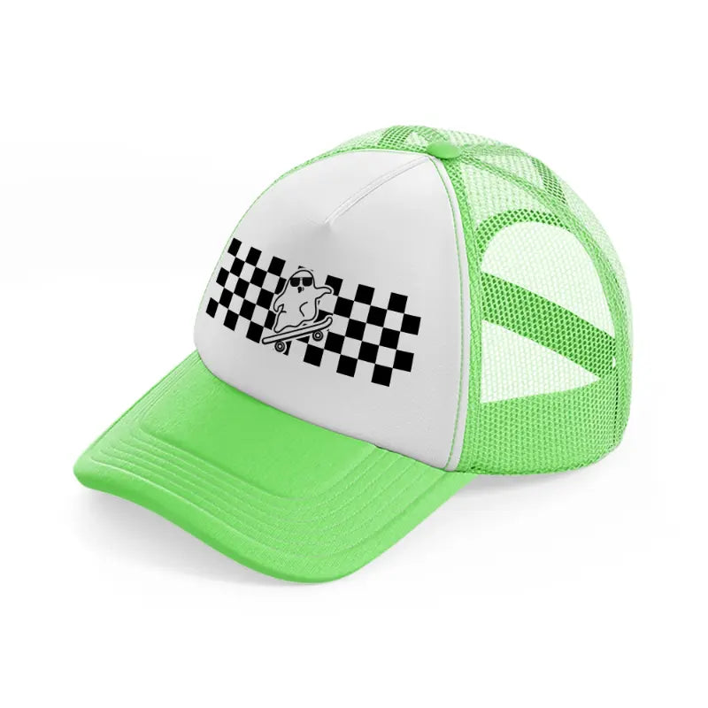 ghost with skateboard-lime-green-trucker-hat