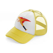 baseball bat hitting-yellow-trucker-hat